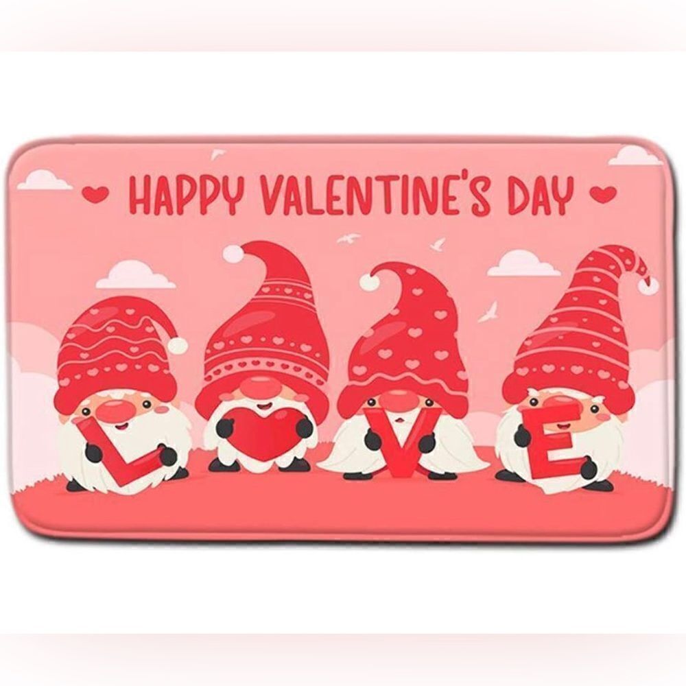 Lot of 2x Valentine's Day Gnome Doormat 23.6 x 15.7 inch - Non Slip